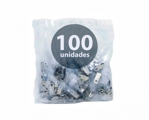 Jacaré para Crachá Clips com Alça Leitosa Transparente - Pct 100 Unds